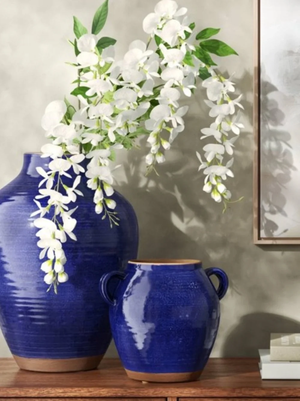 THRESHOLD NWT Medium Tuscan Ceramic Handled Vase Blue
